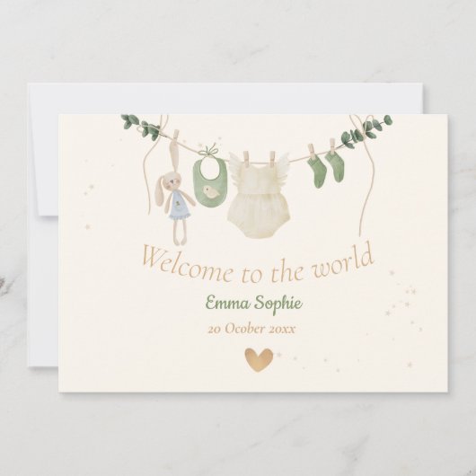 Boho grillige babykleding aankondiging (Voorkant)