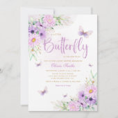 Boho grillige bloemige vlinder meisje Baby shower Kaart (Voorkant)