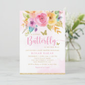 Boho grillige bloemige vlinder meisje Baby shower Kaart (Staand voorkant)