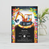 Boho grillige bouw verjaardag kaart (Staand voorkant)