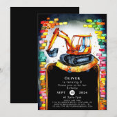 Boho grillige bouw verjaardag kaart (Voorkant / Achterkant)