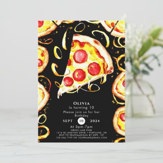 Boho grillige pizza verjaardag kaart (Staand voorkant)