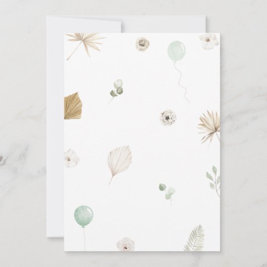 Boho Groen Beer Baby shower Kaart (Achterkant)