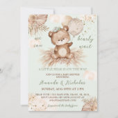 Boho Groen Beer Baby shower Kaart (Voorkant)