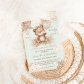 Boho Groen Beer Baby shower Kaart