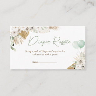 Boho Groen Beer Baby shower Luier Raffle Informatiekaartje