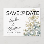 Boho groen & beige botanische Save the Date Aankondigingskaart (Voorkant)