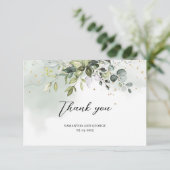 Boho groen blad eucalyptus bladeren goud bedankkaart (Staand voorkant)