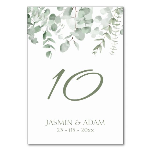 Boho groen blad eucalyptus bruiloft kaart (Voorkant)