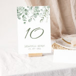 Boho groen blad eucalyptus bruiloft kaart<br><div class="desc">Boho groen blad eucalyptus bruiloft tafel nummer. Maak stijlvol indruk op uw bruiloftsgasten met dit elegant ontworpen trouwtafelnummer met prachtige groene eucalyptusbladeren op een heldere witte achtergrond. Dit huwelijkstafelnummer heeft een prachtig groen loof ontwerp, met rustieke en botanische vibes, perfect voor uw rustieke, groene of eucalyptus-stijl bruiloft. De minimale en...</div>