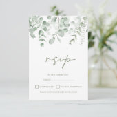 Boho groen blad eucalyptus bruiloft RSVP Kaartje (Staand voorkant)