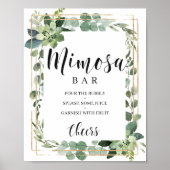 Boho groen blad succulent gouden mimosa bar poster (Voorkant)