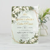 Boho groen bladgoud kroon Quinceañera Kaart (Staand voorkant)