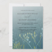 Boho Groen Blauw & Geel Geperst Blad Bruiloft Kaart (Voorkant)
