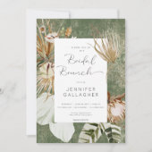 Boho groen bloemengras bruids brunch kaart (Voorkant)