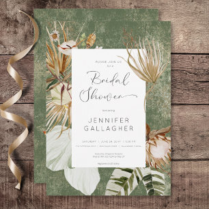 Boho groen bloemengras Vrijgezellenfeest Kaart