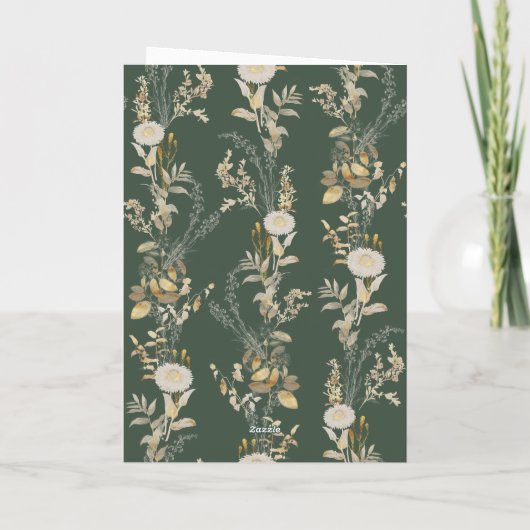 Boho groen bloemenkrans foto Kerstmis Kaart (Achterkant)