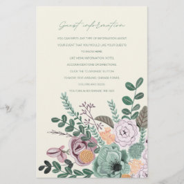 Boho Groen Blush Bloem Bruiloft Ceremonie Programm