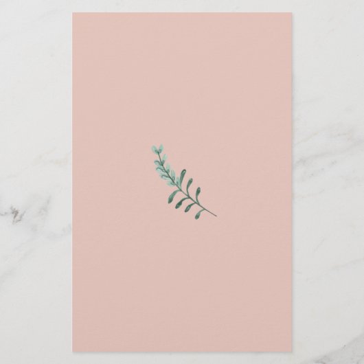 Boho Groen Blush Bloem Bruiloft Ceremonie Programm (Achterkant)