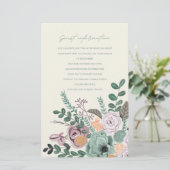 Boho Groen Blush Bloem Bruiloft Ceremonie Programm (Staand voorkant)