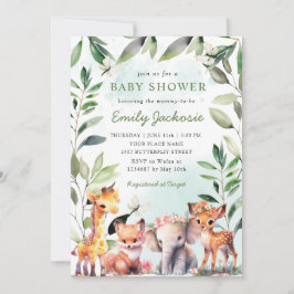 Boho groen bosdieren Baby shower bos Kaart