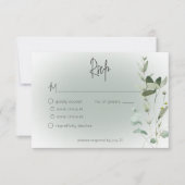 Boho groen delicate moderne bruiloft RSVP kaartje (Voorkant)