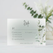 Boho groen delicate moderne bruiloft RSVP kaartje (Staand voorkant)