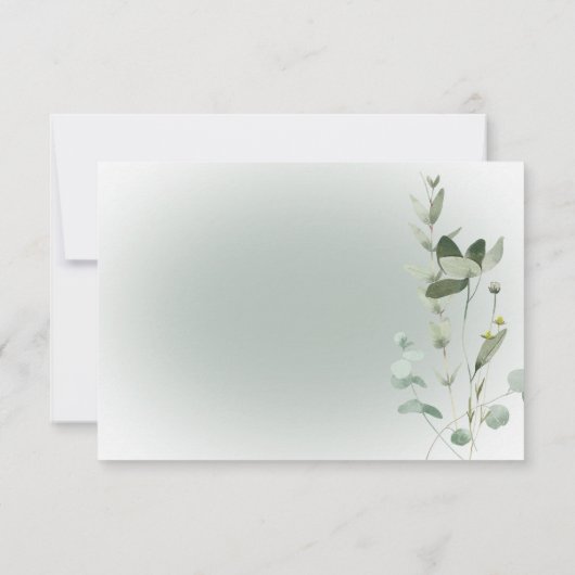 Boho groen delicate moderne bruiloft RSVP kaartje (Achterkant)