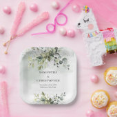 Boho groen en goud eucalyptus loof chic papieren bordje (Feest)