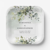 Boho groen en goud eucalyptus loof chic papieren bordje (Voorkant)