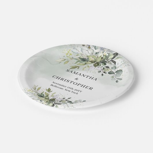 Boho groen en goud eucalyptus loof chic papieren bordje (Gekanteld)