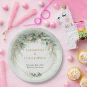 Boho groen en goud eucalyptus loof chic papieren bordje (Feest)