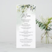Boho groen en gouden eucalyptus huwelijksmenu menu (Staand voorkant)