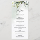 Boho groen en gouden eucalyptus huwelijksmenu menu (Voorkant)