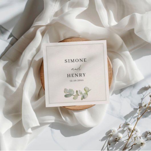 Boho groen en wit Waterverf Eucalyptus bruiloft Servet