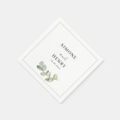 Boho groen en wit Waterverf Eucalyptus bruiloft Servet (Hoek)