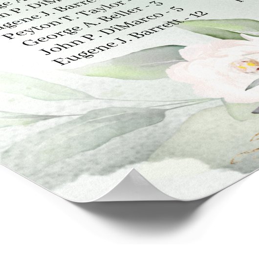 Boho groen en witte bloemen goud Alfabetisch Poster (Hoek)