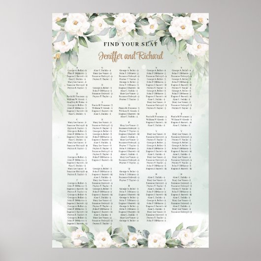 Boho groen en witte bloemen goud Alfabetisch Poster (Voorkant)