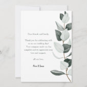 Boho groen eucalyptus 4 foto's bruiloft bedankkaart (Achterkant)