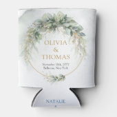 Boho groen eucalyptus blad goud ovaal blikjeskoeler (Voorkant)