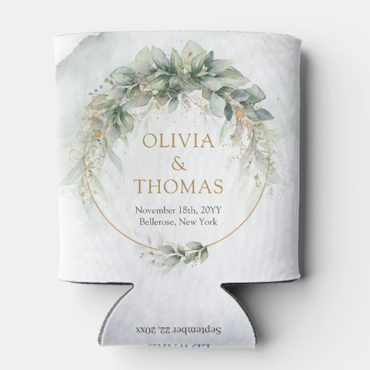 Boho groen eucalyptus blad goud ovaal blikjeskoeler (Achterkant)