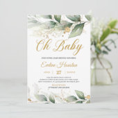 Boho groen eucalyptus bladeren oh baby shower kaart (Staand voorkant)