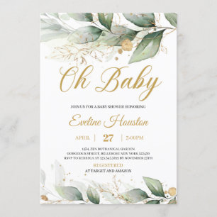 Boho groen eucalyptus bladeren oh baby shower kaart