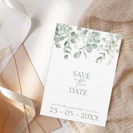 Boho groen eucalyptus bruiloft de datum opslaan save the date