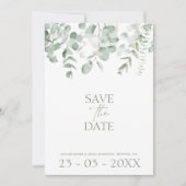 Boho groen eucalyptus bruiloft de datum opslaan save the date (Voorkant)