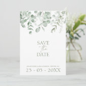 Boho groen eucalyptus bruiloft de datum opslaan save the date (Staand voorkant)
