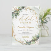 Boho groen eucalyptus gebladerte Bridal brunch Kaart (Staand voorkant)