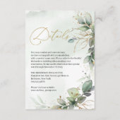Boho groen eucalyptus gebladerte faux gouden lijst informatiekaartje (Voorkant)