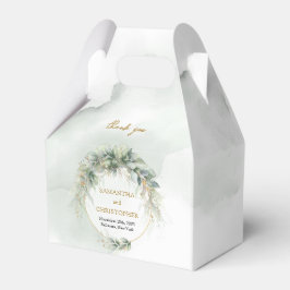 Boho groen eucalyptus gebladerte goud lijst bedankdoosjes