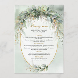Boho groen eucalyptus gebladerte goud ovaal menu